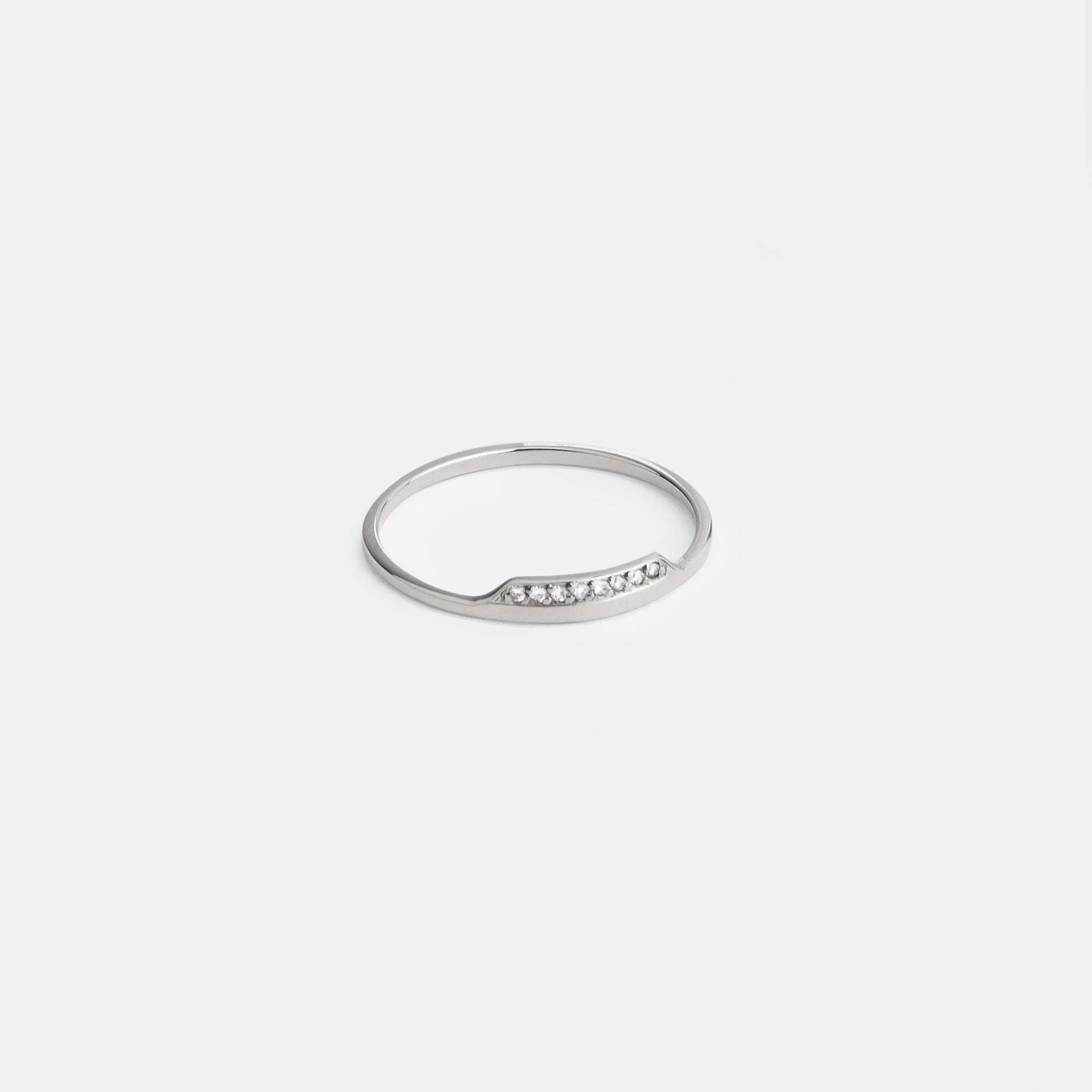 Salo Thin Ring in 14k White Gold set with White Diamonds By SHW Fine Jewelry NYC