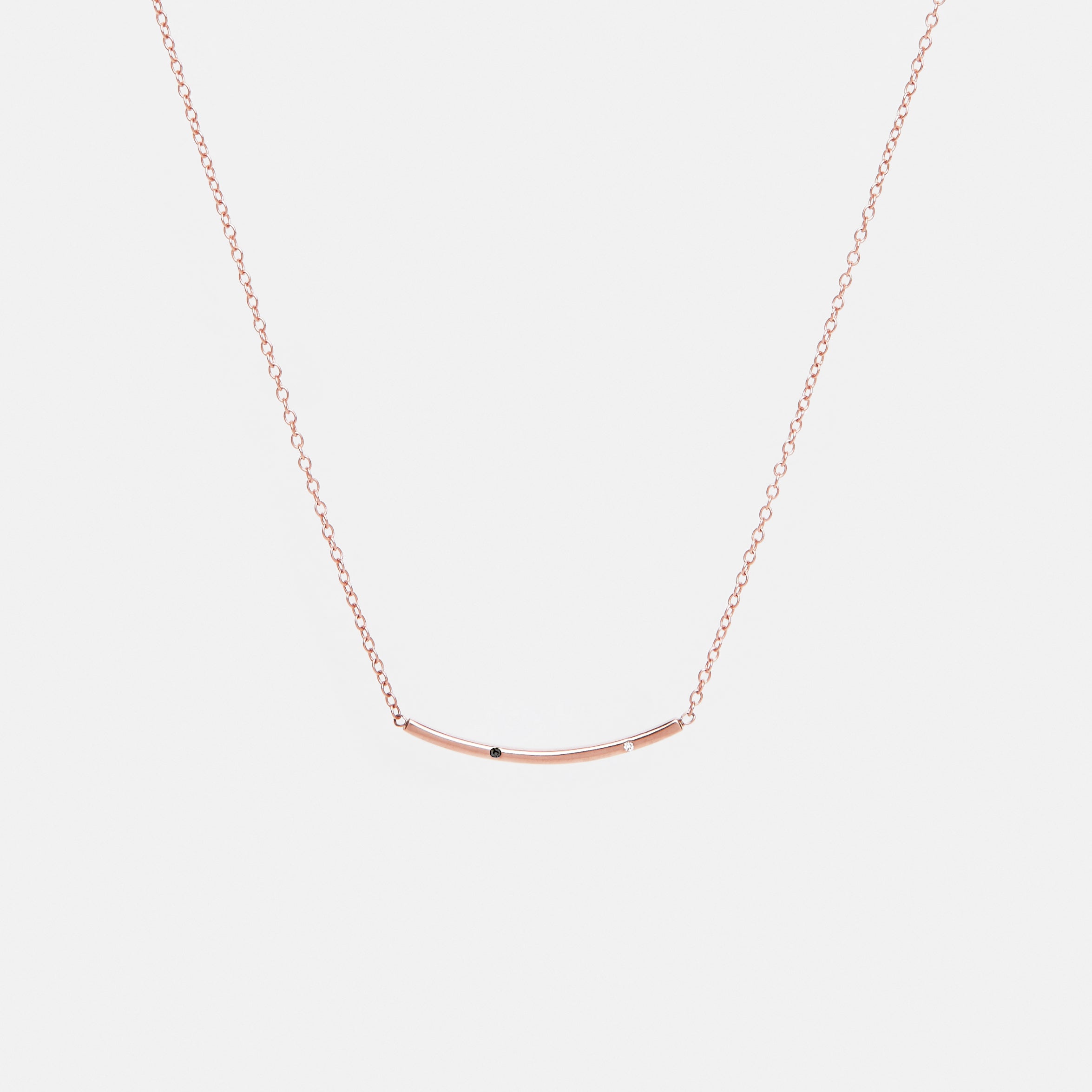 Sara Simple Necklace in 14k Rose Gold set with White and Black Diamonds By SHW Fine Jewelry NYC