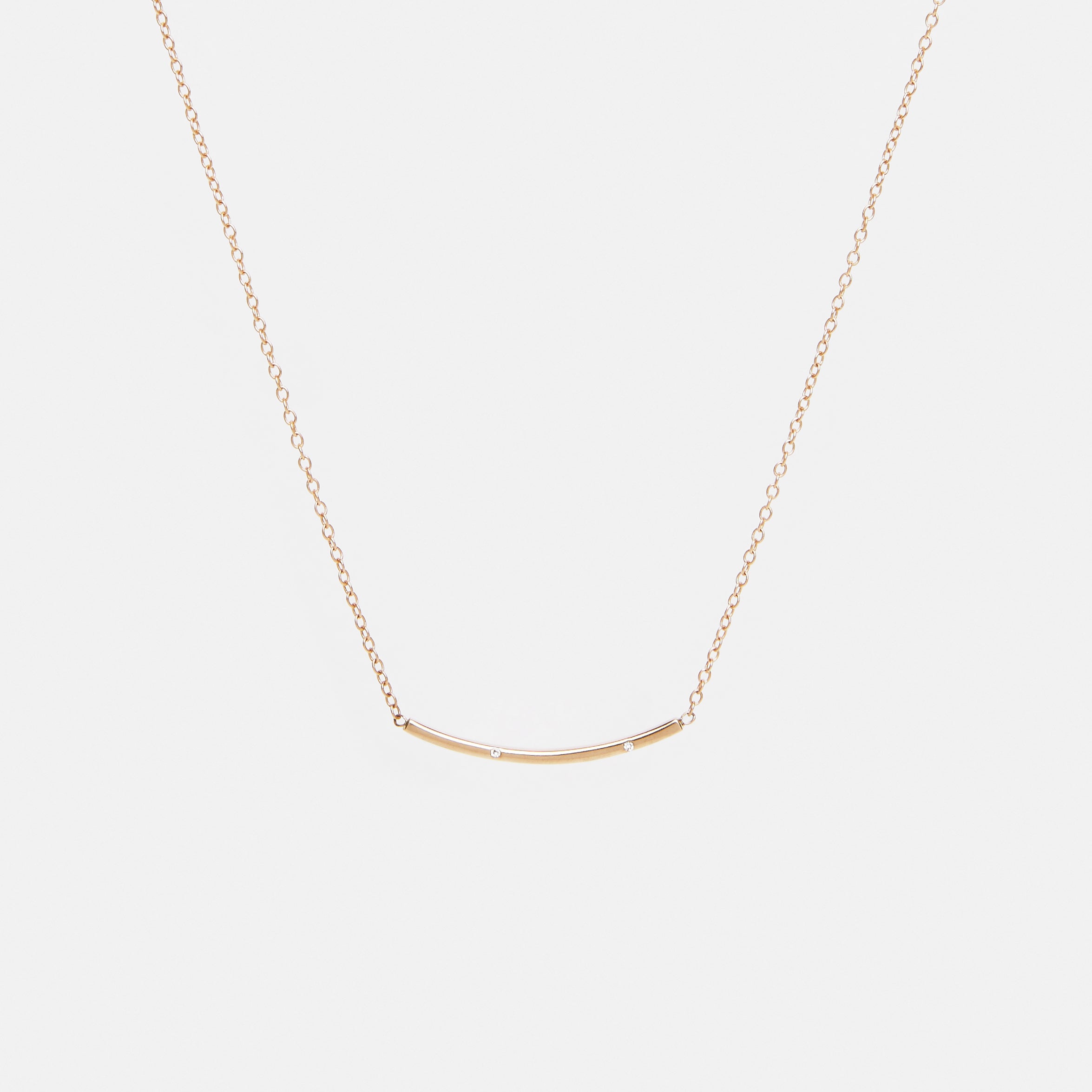 Sara Minimalist Necklace in 14k Gold set with White Diamonds By SHW Fine Jewelry NYC
