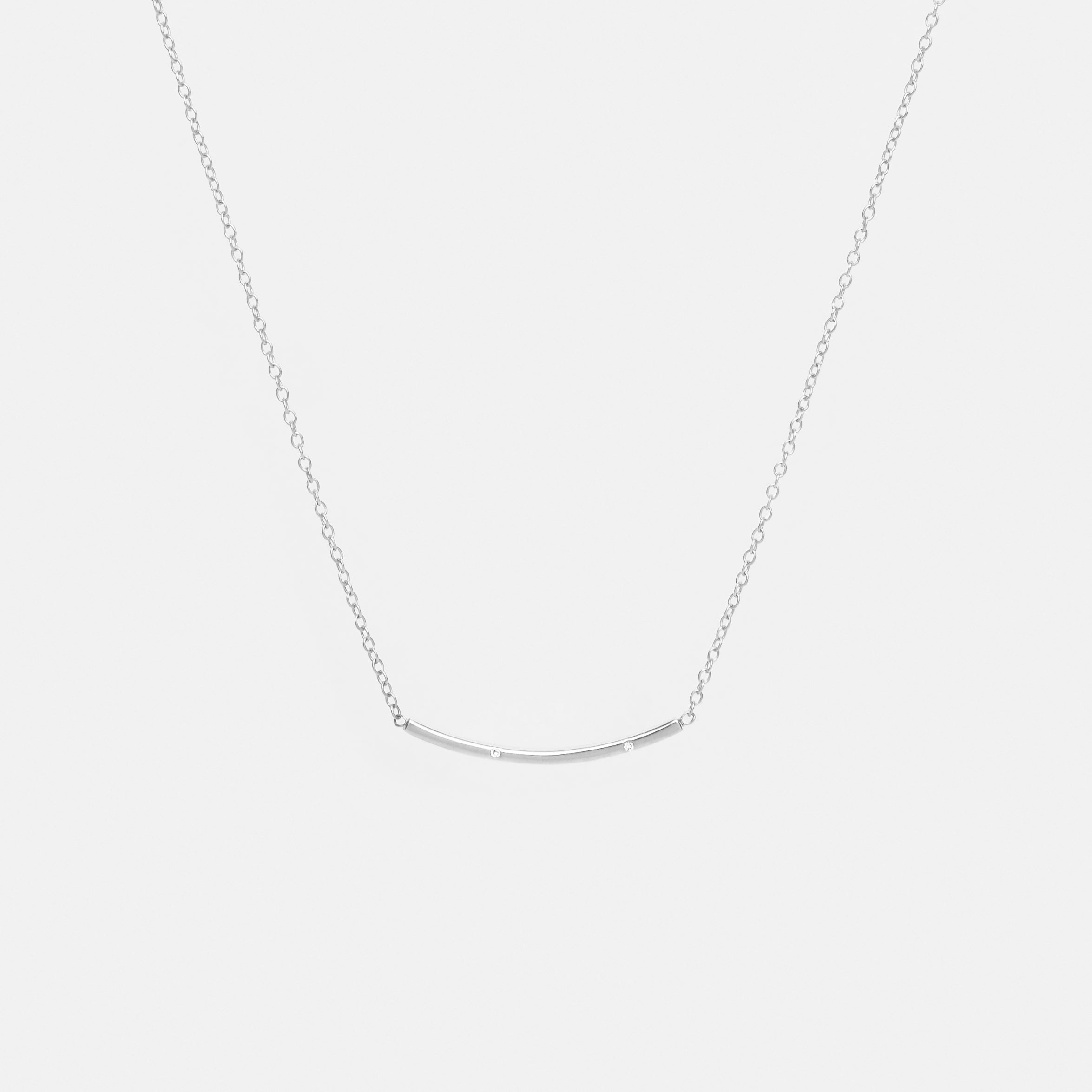 Sara Minimalist Necklace in Sterling Silver set with White Diamonds By SHW Fine Jewelry NYC