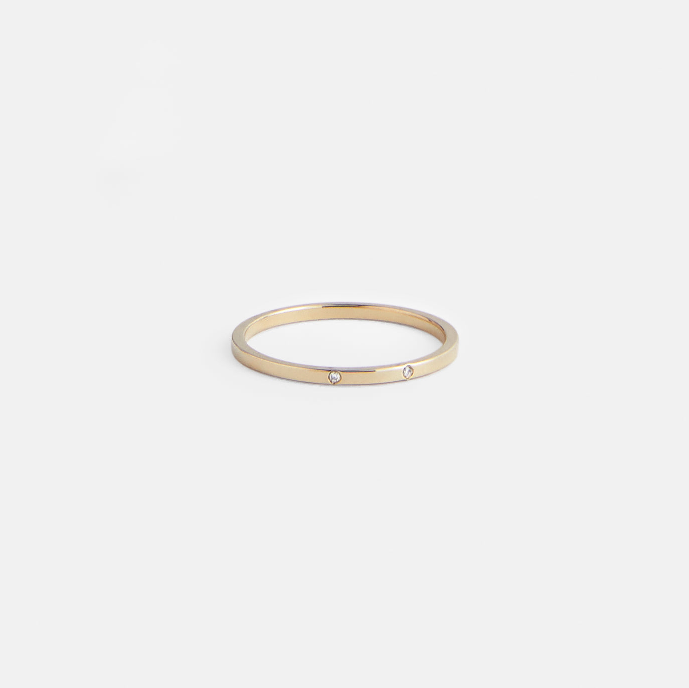 Sarala Minimalist Ring in 14k Gold set with White Diamonds By SHW Fine Jewelry NYC
