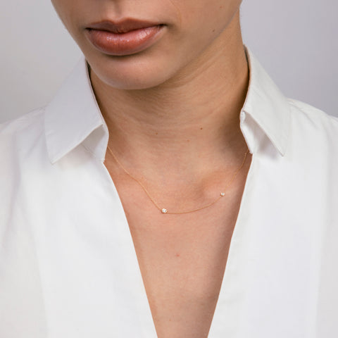 Iba Unique Necklace in 14k Gold set with White Diamonds By SHW Fine Jewelry NYC