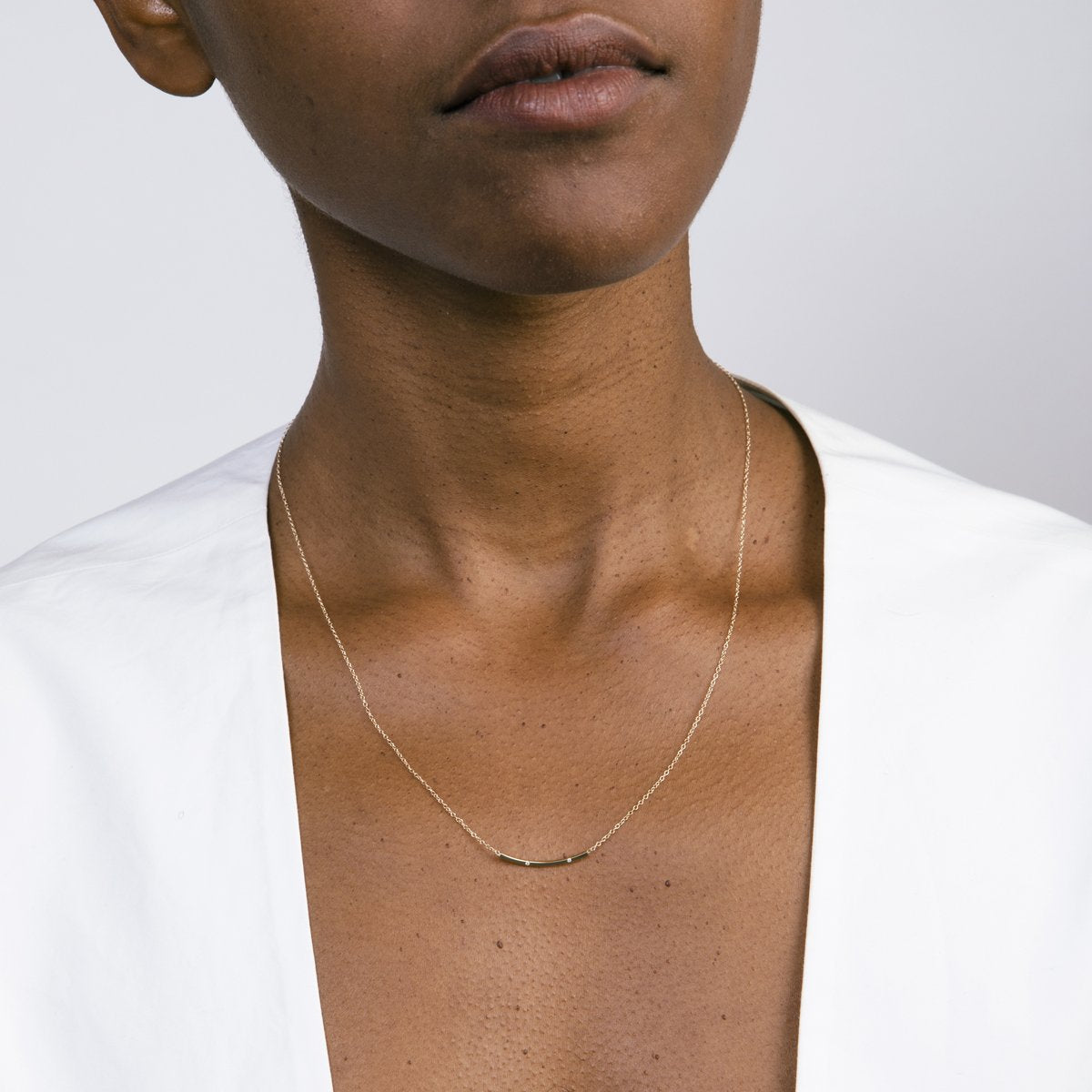 Sara Thin Necklace in 14k Gold set with White Diamonds By SHW Fine Jewelry NYC