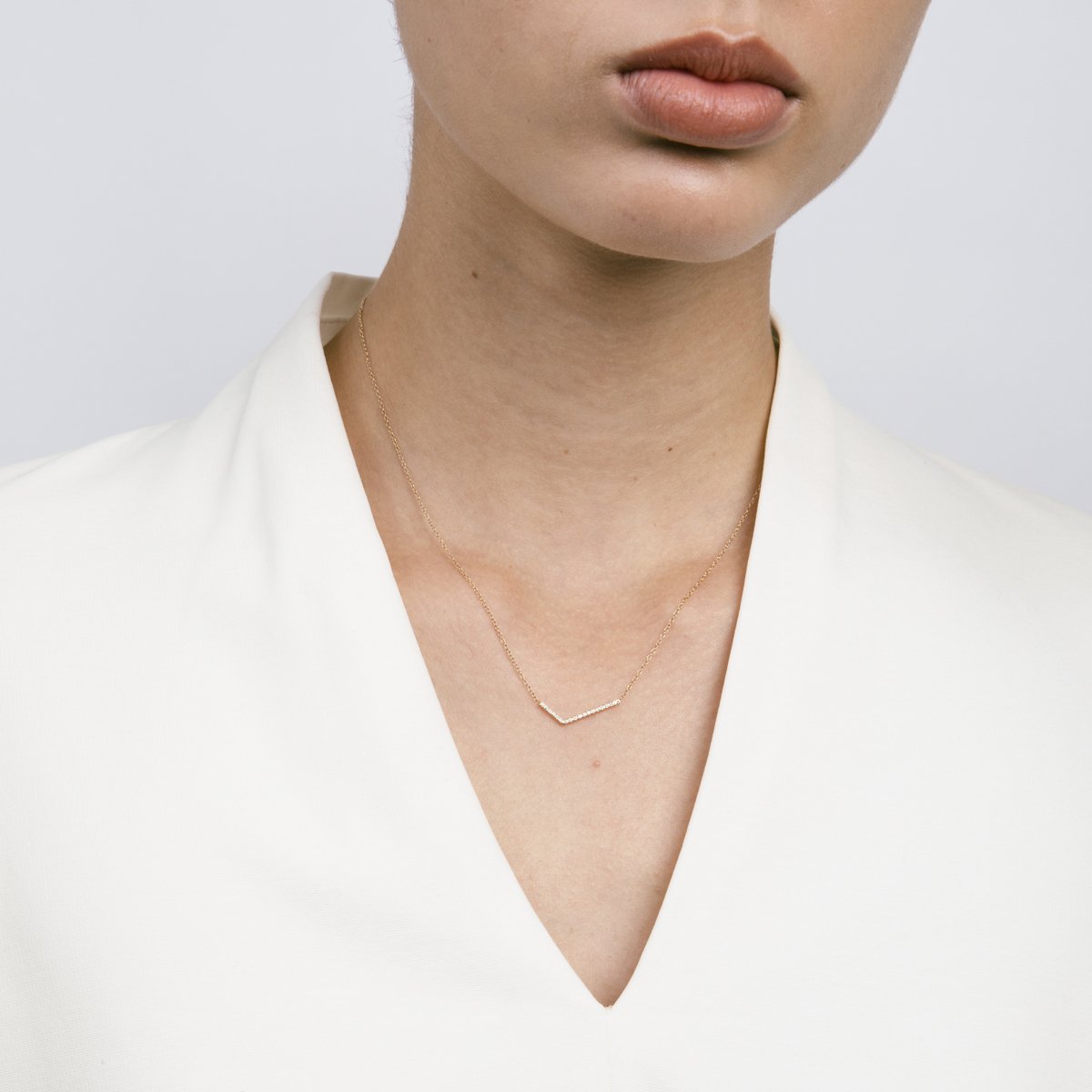 Veva Designer Necklace in 14k Gold set with White Diamonds By SHW Fine Jewelry NYC