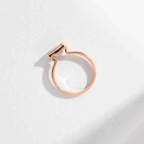 Minimal Domed Band Bezel Setting Ring with Unique Neutral Toned Colorful Semi precious gemstone in 14k rose gold by SHW fine jewelry NYC