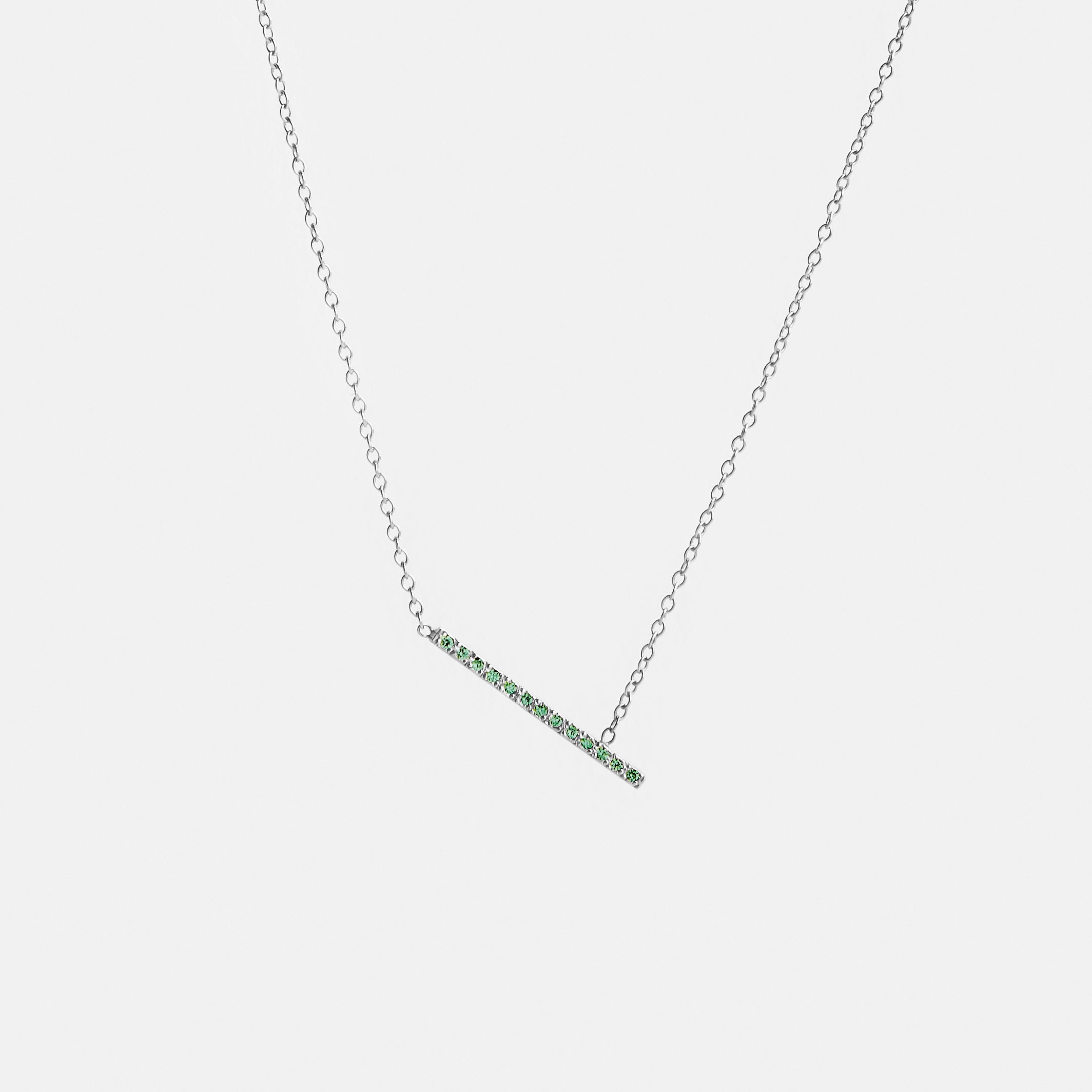 Tira Designer Necklace in 14k White Gold set with Emeralds By SHW Fine Jewelry NYC