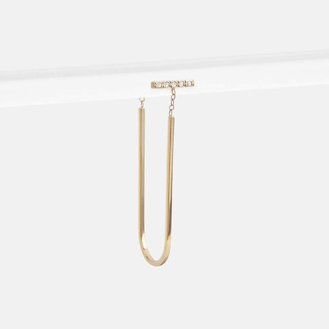 Yellow Gold: Long Turi Unconventional Dangle Earring 14k Gold set with White Diamonds By SHW Fine Jewelry NYC