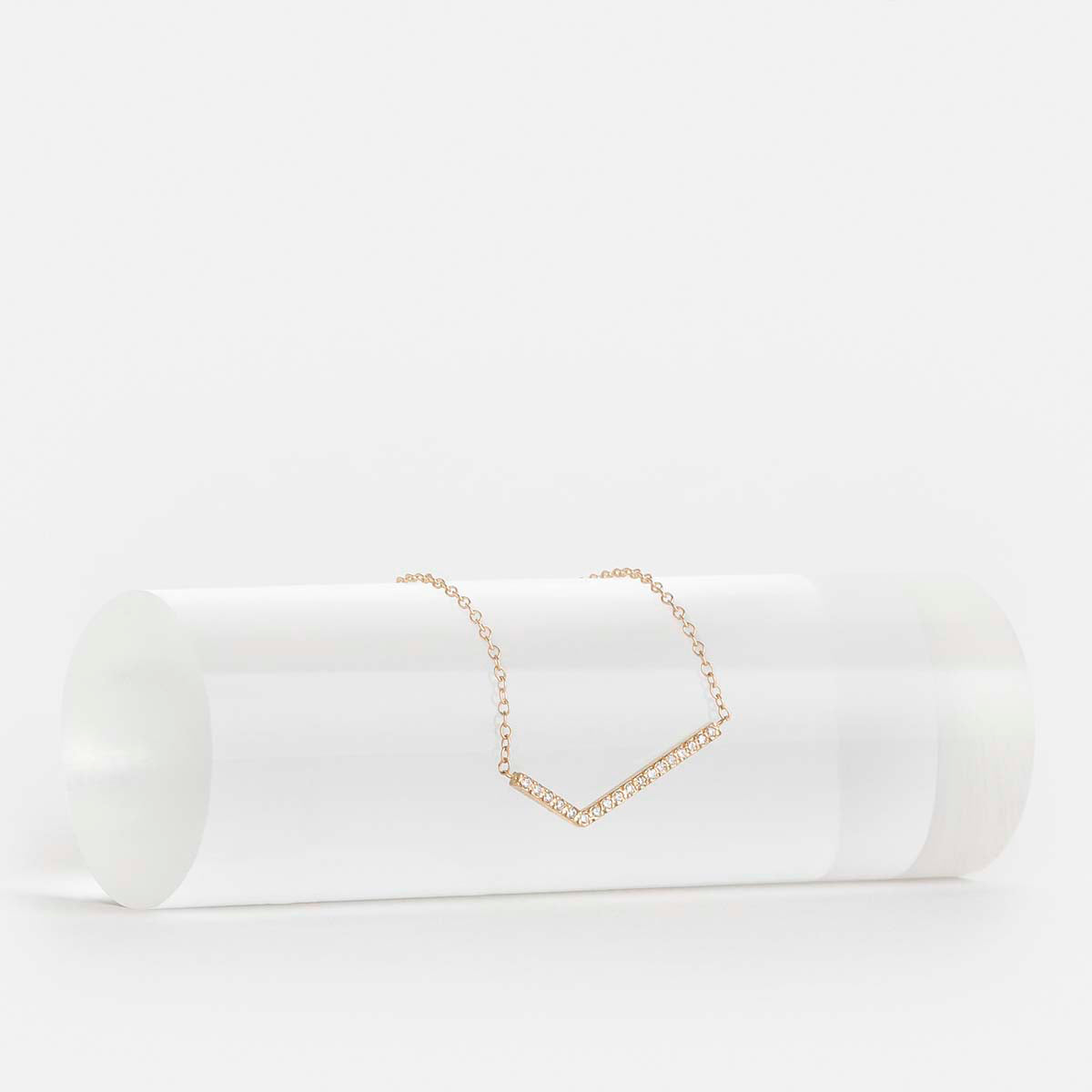 Veva Designer Necklace in 14k Gold set with White Diamonds By SHW Fine Jewelry NYC