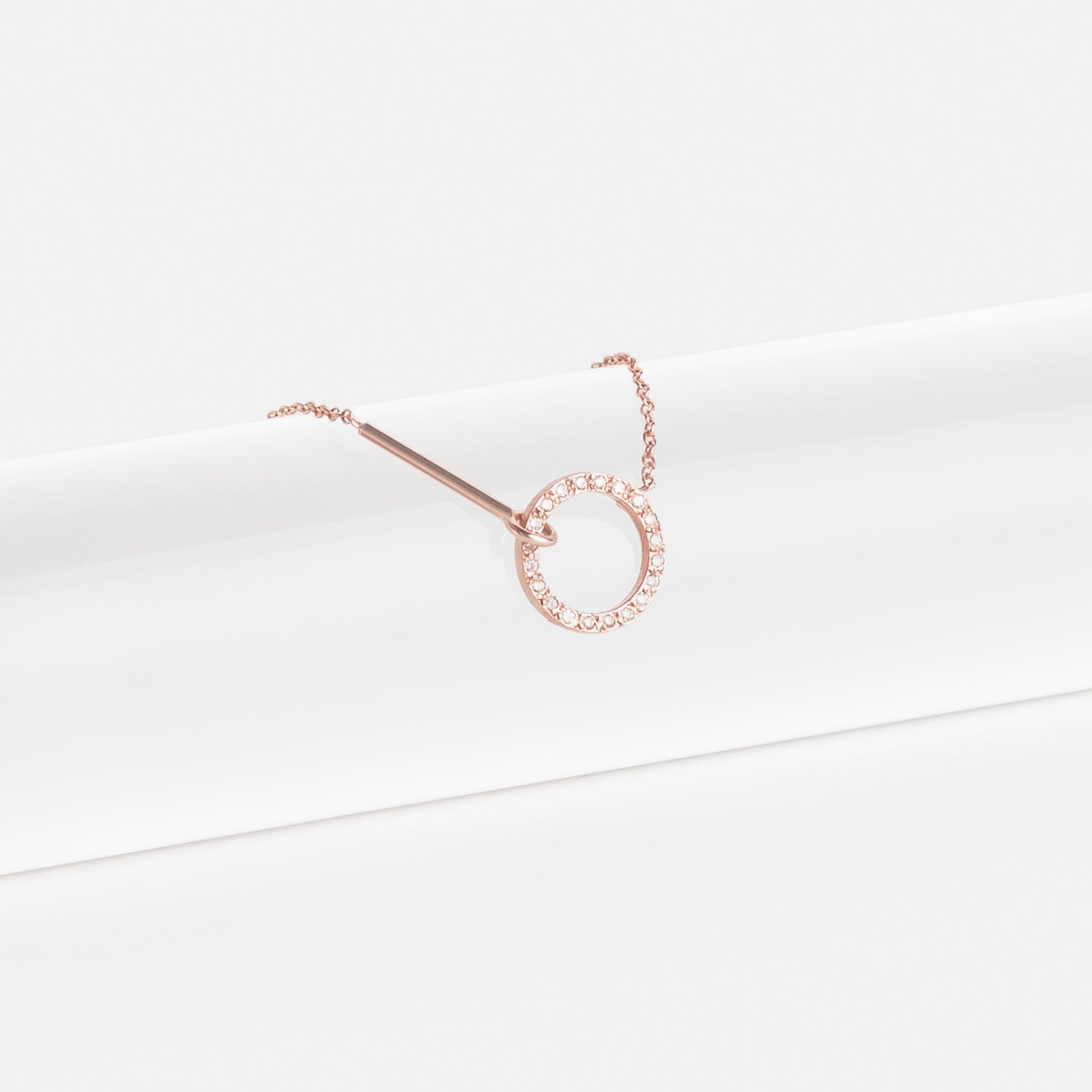 Visata Handmade Necklace in 14k Rose Gold set with White Diamonds By SHW Fine Jewelry NYC
