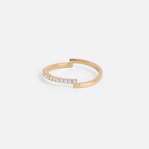 Dainty Pave Diamond Wedding Band to stack with low setting in Solid 14k yellow gold by SHW coolest fine jewelry store in NYC