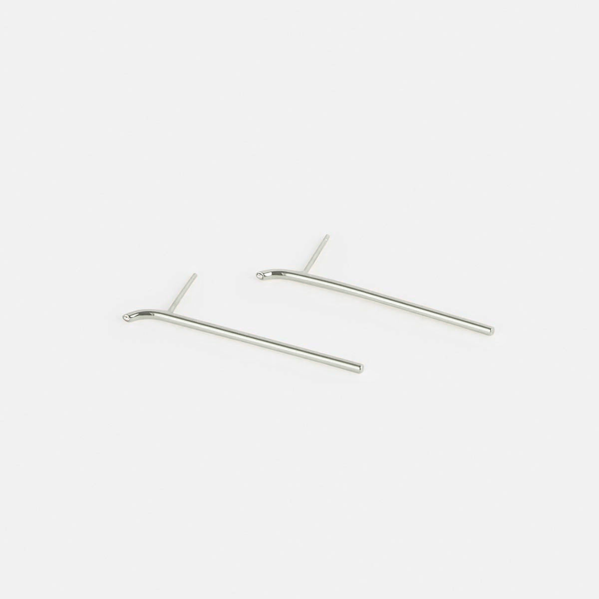  Lero Delicate Bar Earrings 14k White Gold set with White Diamonds By SHW Fine Jewelry NYC