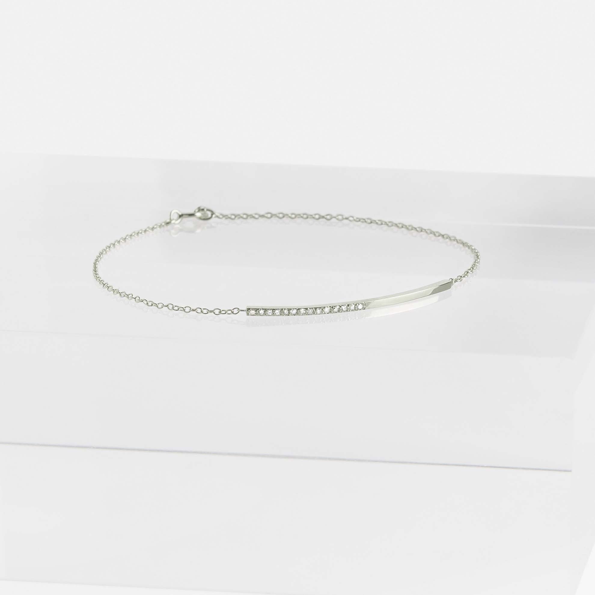 Iva Simple Bracelet in 14k White Gold set with White Diamonds By SHW Fine Jewelry NYC