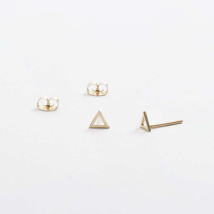 Tati Minimal Triangle Studs in 14k Gold By SHW Fine Jewelry New York CIty