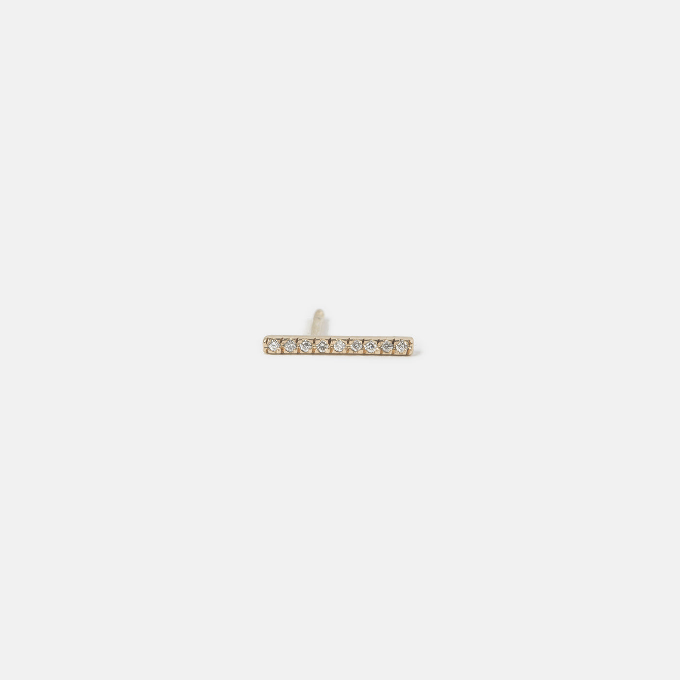 Veva Unique Bar Stud in 14k Gold set with White Diamonds By SHW Fine Jewelry NYC
