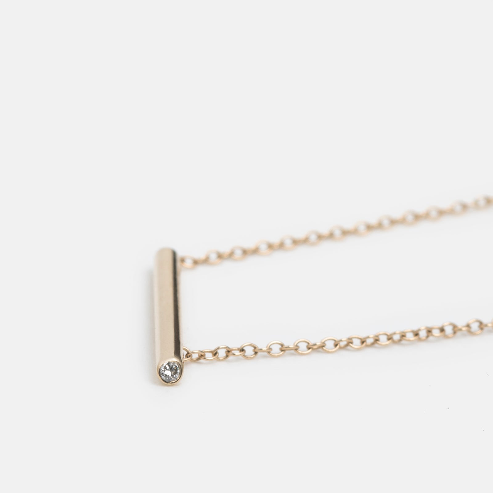 Essa Minimalist Necklace in 14k Gold set with White Diamond By SHW Fine Jewelry NYC