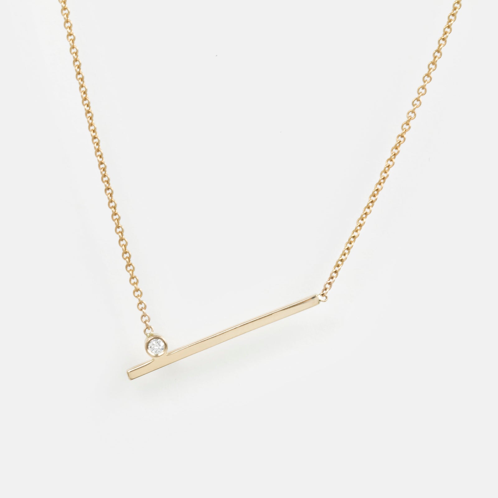 Livi Handmade Necklace in 14k Gold Set with White Diamond By SHW Fine Jewelry New York City