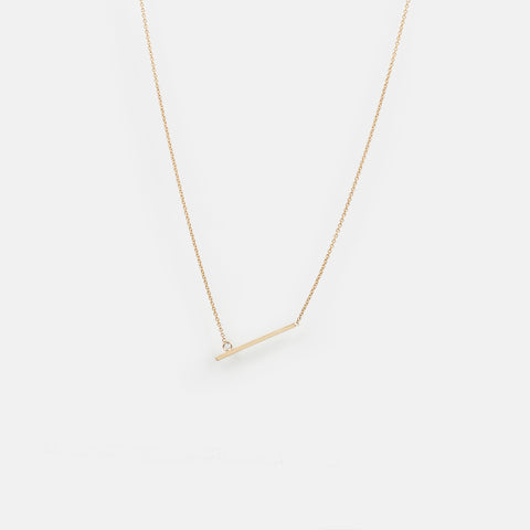 Livi Simple Necklace in 14k Gold Set with White Diamond By SHW Fine Jewelry NYC
