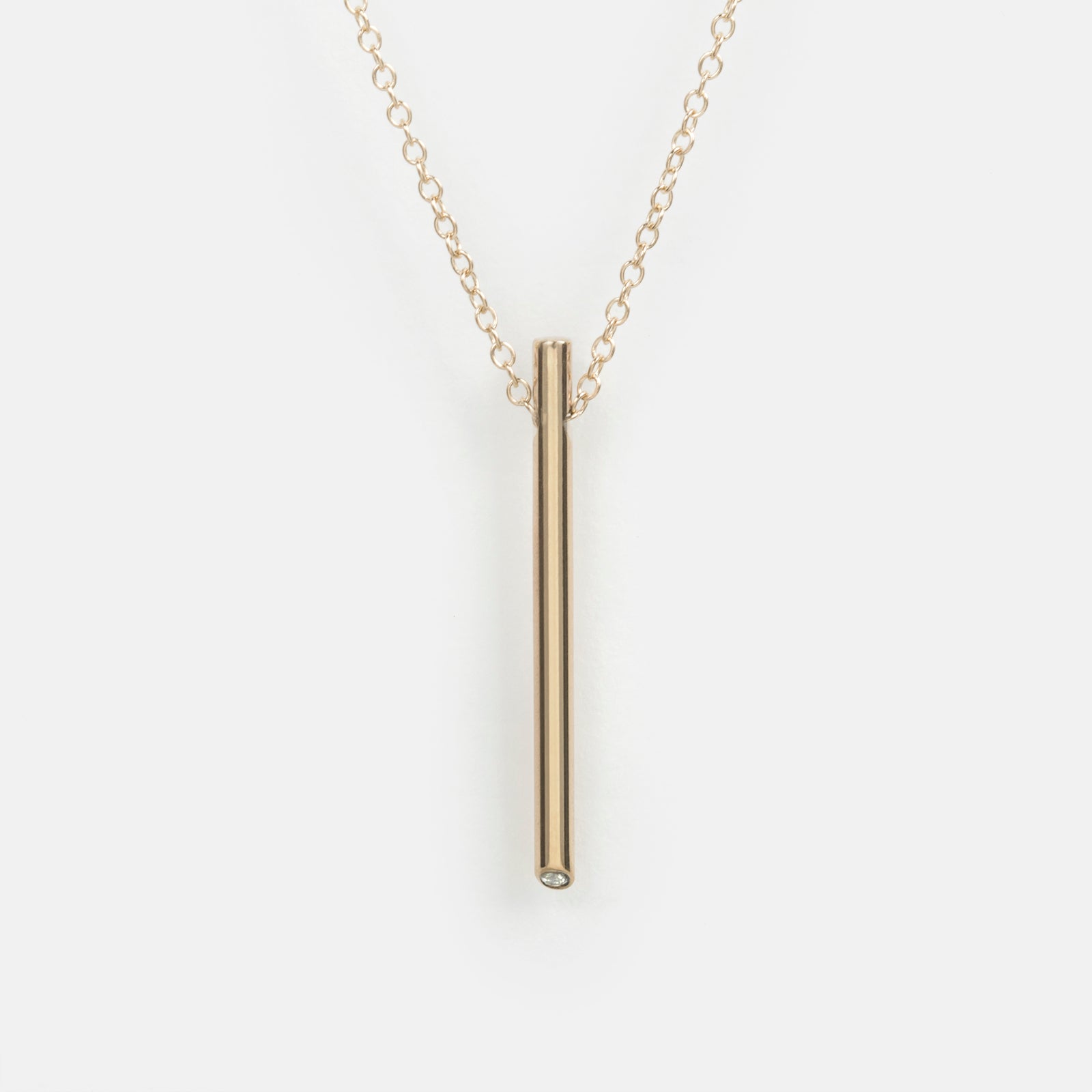 Ossu Simple Necklace in 14k Gold set with White Diamonds By SHW Fine Jewelry New York City