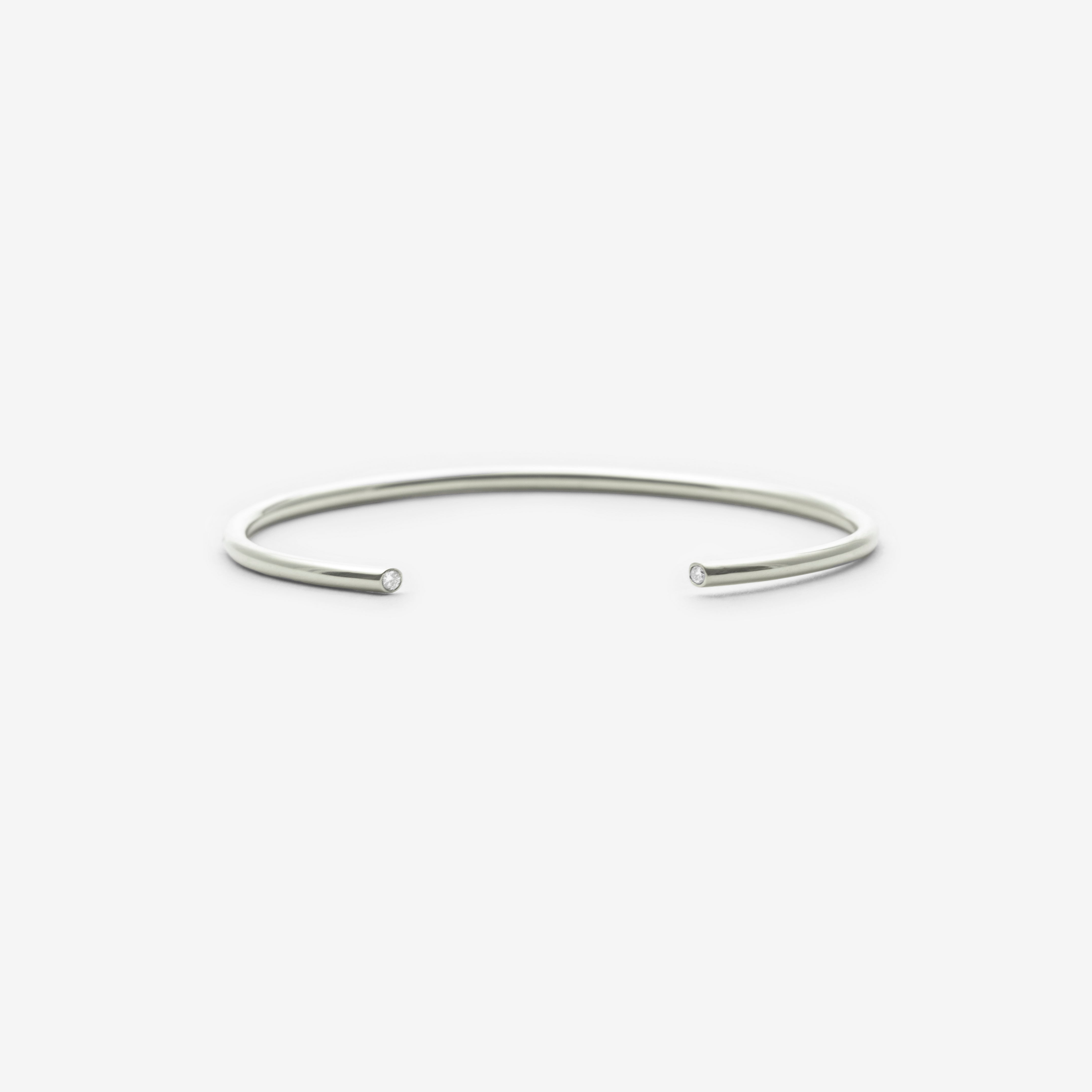 Olva Simple Cuff in 14k White Gold set with White Diamonds By SHW Fine Jewelry NYC