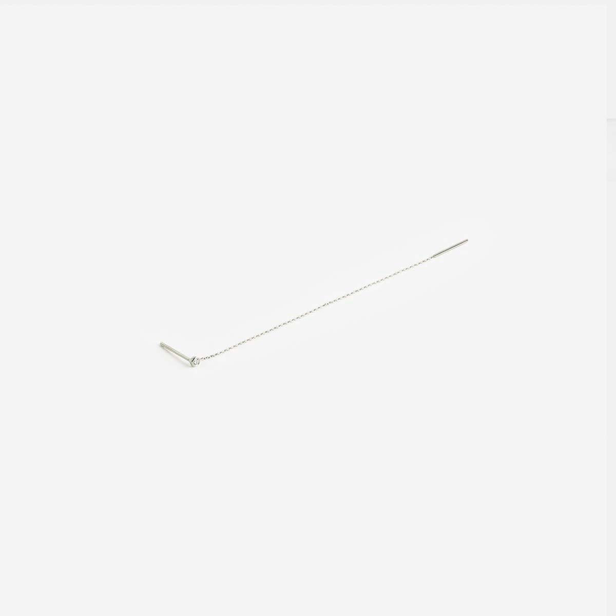 Vesa Alternative Threader Earring in 14k White Gold set with White Diamond By SHW Fine Jewelry NYC